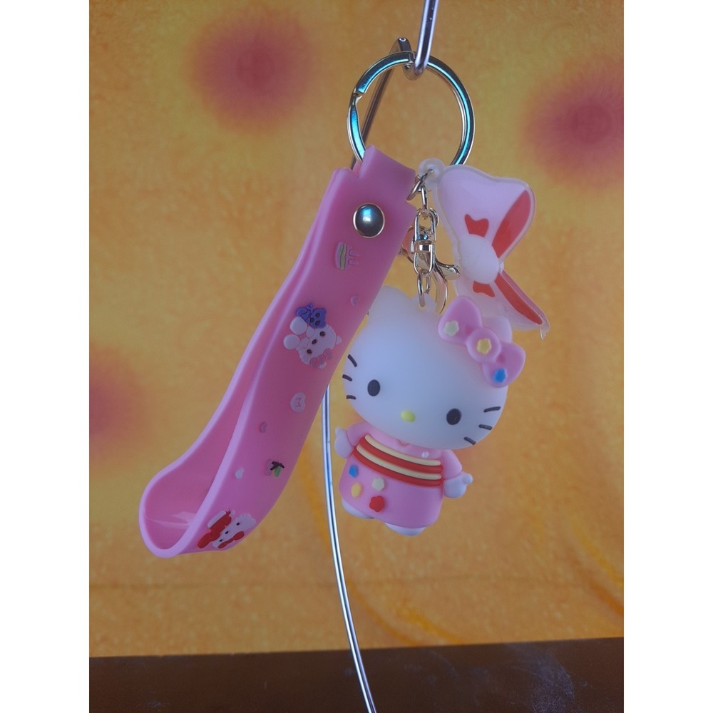 Hello Kitty Iridescent Pink 3D PVC Rubber And Metal Keychain Sanrio